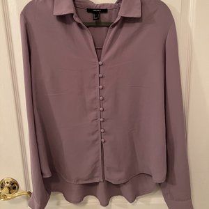 Women’s Chiffon Long Sleeve Blouse with Buttons Lavender Purple